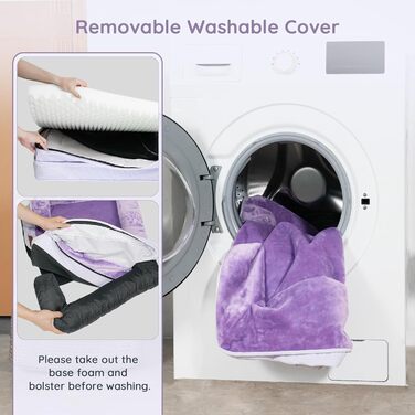 Ортопедичне ліжко для собак BELLA & PAL, 71x59 см. Зручне ліжко-софа для маленьких та середніх собак. Без монтажу, піна з ефектом пам'яті, водовідштовхувальний вкладиш, фланелевий знімний чохол, антиковзаюче дно. Розміри: 91.5 x 68.5 x 16.5 см, фіолетовий