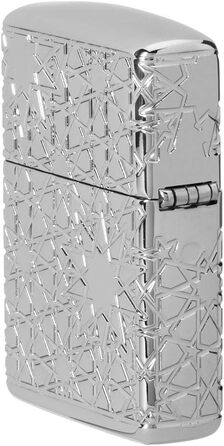 Zippo lighter with Arabic star pattern, high-gloss chrome finish, 49076, High-gloss chrome star, One Size
