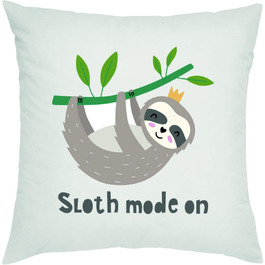 Декоративна подушка Crealuxe Sloth Mode On, з принтом лінивця, бавовняна, для дивана