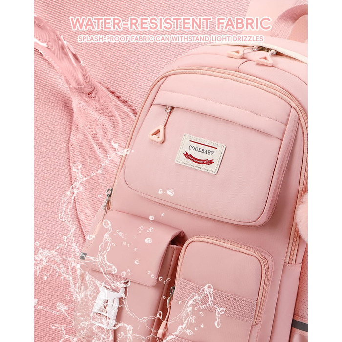 Рожевий шкільний рюкзак для дівчаток Tanou, 9-16 років, великий, водонепроникний, з брелоком