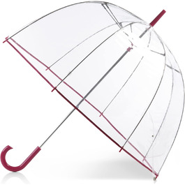 Totes Transparent Umbrella with White and Black Dots - One Size - Very Berry