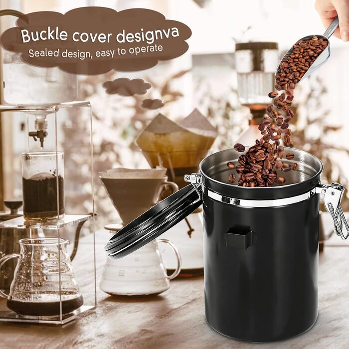 Пурпеді Кафедоза: герметичний контейнер для кави з нержавіючої сталі 1,8L, для кавових зерен, чаю, горіхів, какао, зберігає свіжість