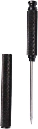 Aluminum Alloy Ice Pick Handle with Stainless Steel Blade and Safety Cover, Ice Tool, Kitchen Tool for Restaurant, Bar, Home (black)