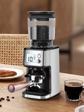 Електрична кавомолка Homtone для еспресо та френч-прес, 51 ступінь помолу, нержавіюча сталь, LCD-дисплей, 165W