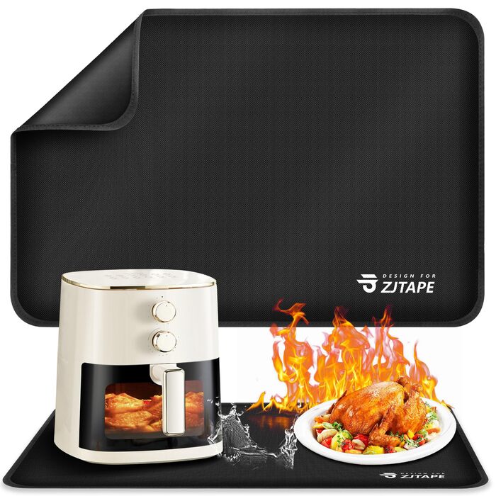 Термостійкий килимок для захисту від нагрівання 60x40 см - вогнестійкий килимок для кухонних стільниць, силіконовий килимок, неслизький та водонепроникний для фритюрниці, кавомашини (чорний) 60 см x 40 см Чорний