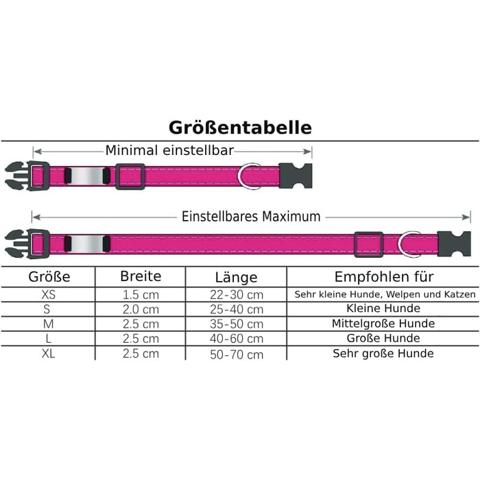 Персоналізований нашийник для собак, з іменем, для маленьких собак, 25-40 см, світловідбиваючий (чорний, S)