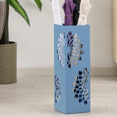 Стійка для парасольки Baroni Home з сучасним дизайном, металева з мандалою, 2 гачки та знімна підставка для збору води, 16 x 16 x 49 см, зелено-блакитна