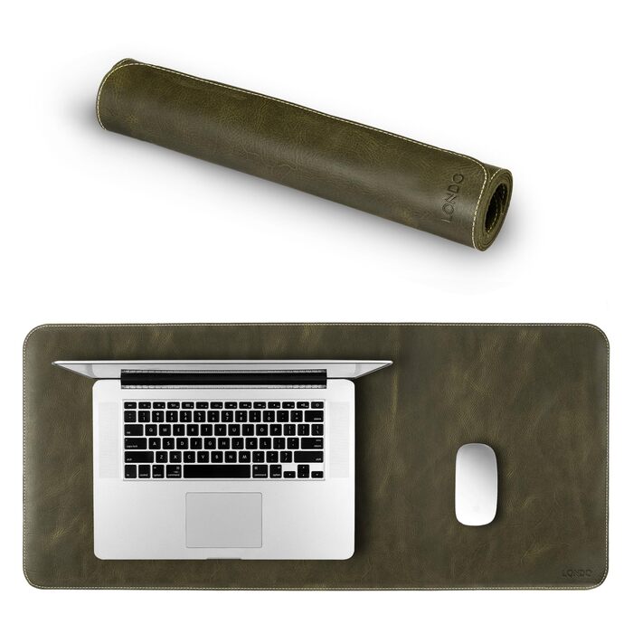 Килимок для миші Londo Echtleder, великий, зелений – шкіряний килимок на стіл з нековзкою основою та гладкою поверхнею