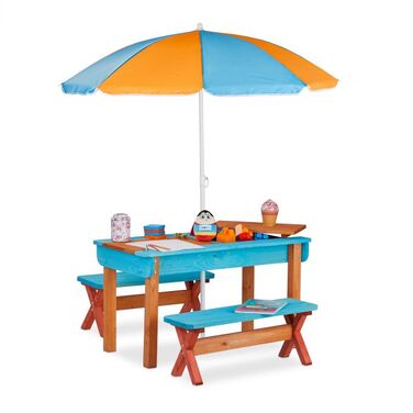 Relaxdays Children's Garden Seating Set with Parasol