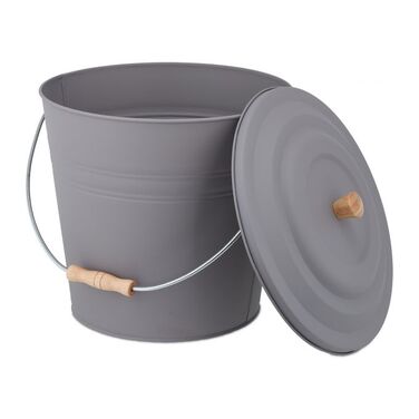 Relaxdays Gray Ash Bucket with Lid 12l