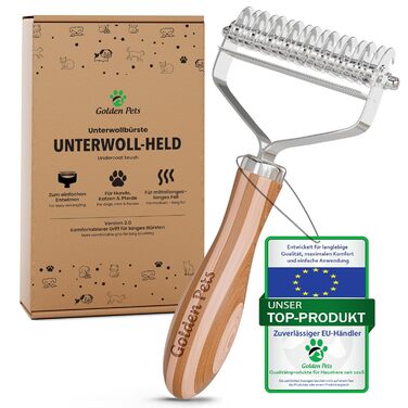 Щітка для підшерстка собак та котів TESTURTEIL, бамбук 2в1, M-L | Видаляє підшерсток та ковтуни