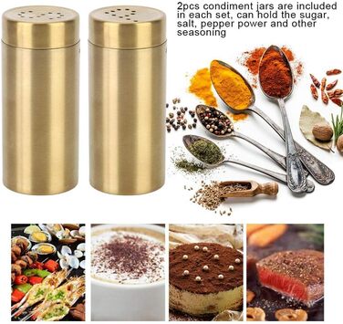 Набір для спецій Nikou: 2 шт. скляні солілки та перечниці з нержавіючої сталі, золоті