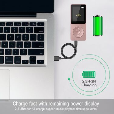 MP3 плеєр AGPTEK A02 8GB Rosegold - 70 годин відтворення, 1.8