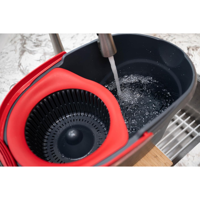 O-Cedar EasyWring: Відро з мотлою та 2 змінні насадки, Червоний/Сірий | Система прибирання