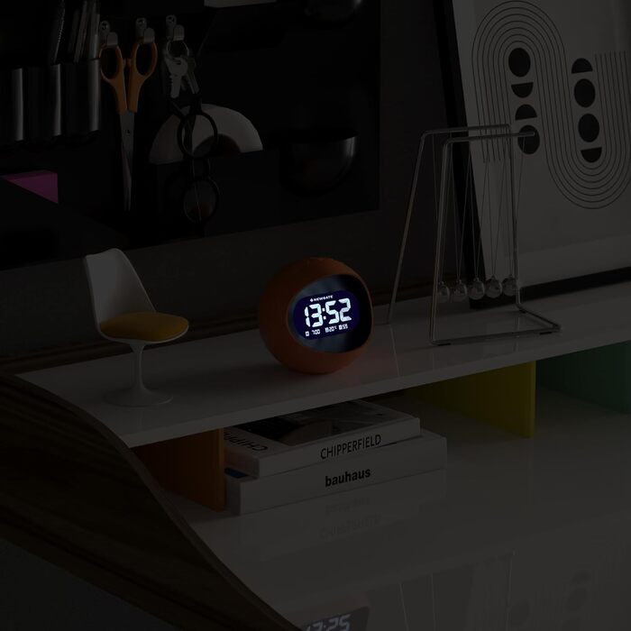 NEWGATE® Digital Centre of the Earth Alarm Clock (Orange with Black LCD Display)