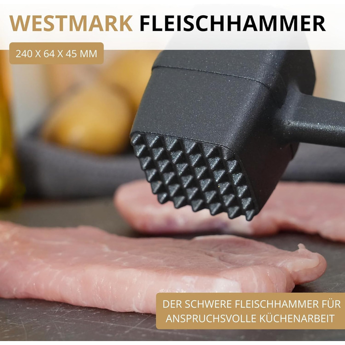 Молоток для м'яса Westmark Robusto-spezial Black Edition, алюміній, 21.5 см, сріблястий