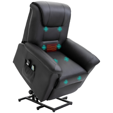 HOMCOM Recliner Chair with Rise Function, Electric Massage Chair with Heating Function, Adjustable, TV Chair with Remote Control