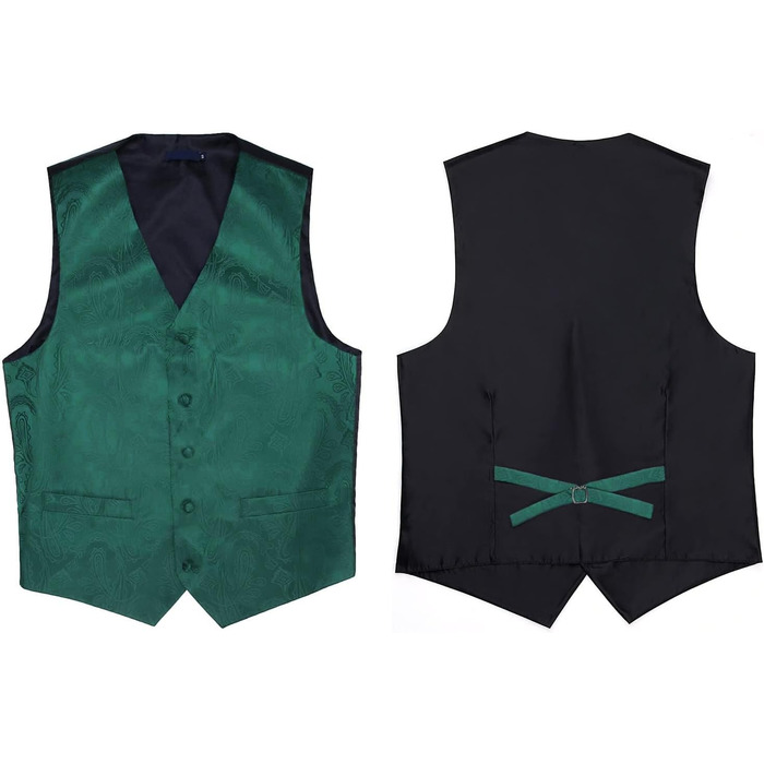 Костюмний комплект Enision для чоловіків: жилет, краватка та нагрудна хустинка з двобортною в'язкою жакард, темно-зелений (S)