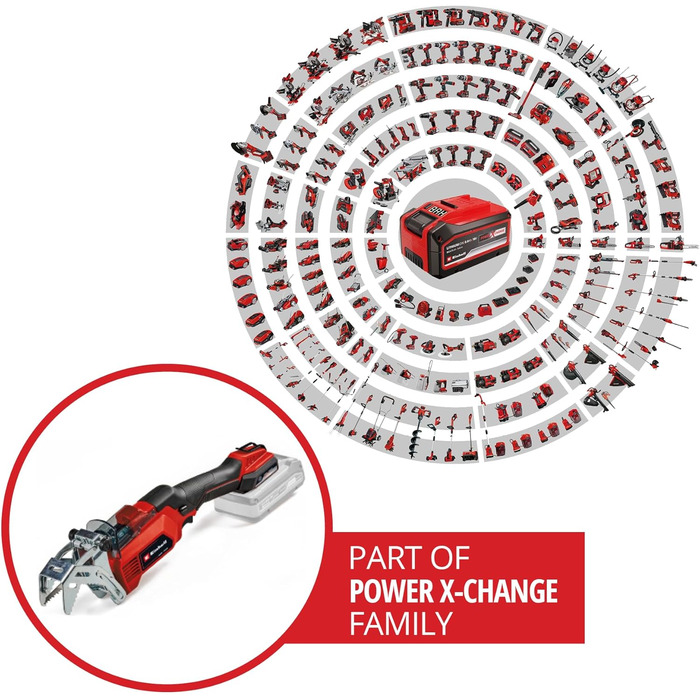 Einhell Cordless Pruning Saw GE-GS 18/150 Li-Solo Power X-Change (18V, 100 mm max. cutting depth, 20 mm stroke height, removable branch support, incl. 2x saw blade, without battery)
