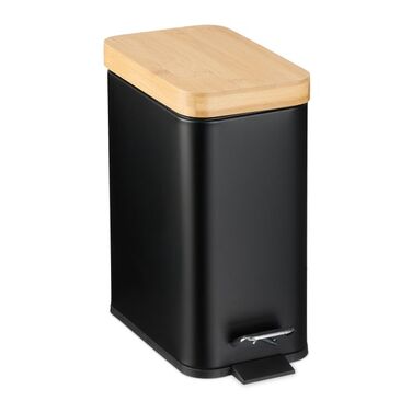 Relaxdays Waste Bin 5 l with Bamboo Lid