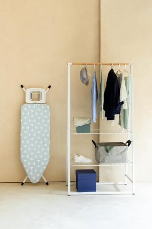 Дошка для прасування Brabantia C 124x45 см, для парових прасок, з бавовняним чохлом Fresh Breeze, регулювання висоти, стійкі ніжки, захист від дітей та для транспортування, велика, складна, металева підставка