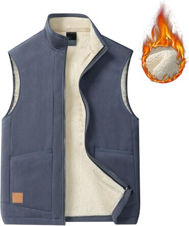 Чоловіча флісова жилетка та бодівармер, тепла жилетка, зимова терможилетка, флісова жилетка, бодівармер з блискавкою, смарт-жилетка, безрукавна куртка (3XL, Сірий)