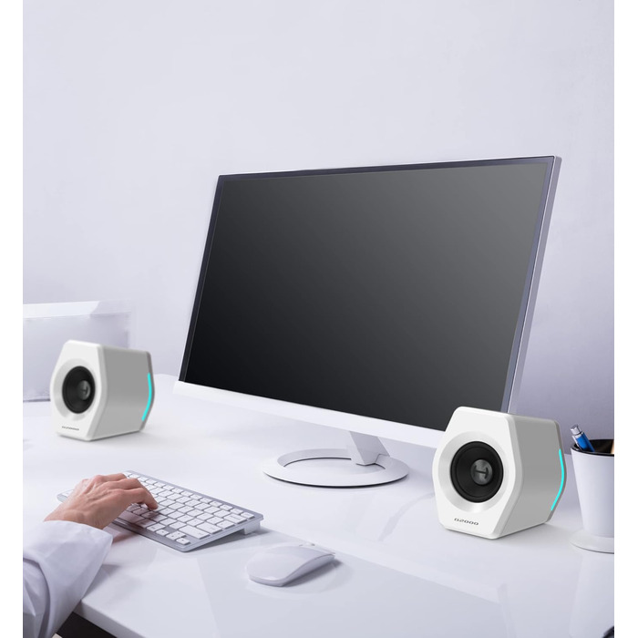 Edifier G2000 - ігрова Bluetooth колонка з RGB-підсвічуванням та 3 режимами звуку. Підтримка Bluetooth, USB та 3.5mm аудіороз'єм. Білий колір