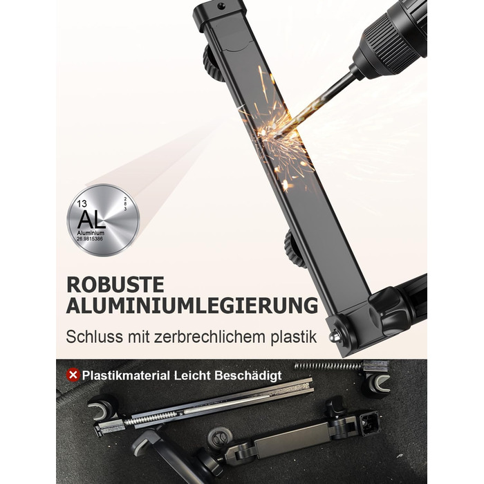 Утримувач для планшету в авто OHLPRO - розсувний, 48 см, універсальний, сумісний з iPad, смартфонами, Switch, з металевими кільцями