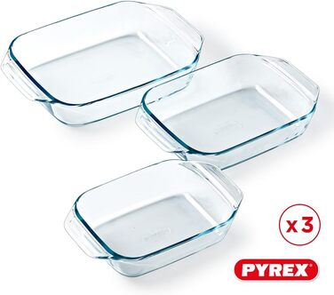 Набір з 3 жароміцних форм Pyrex із боросилікатного скла