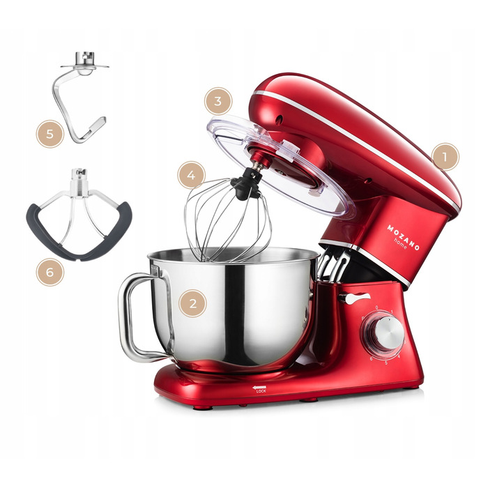 Кухонний комбайн Mozano Kitchen Machine 3200, 2000 Вт, червоний