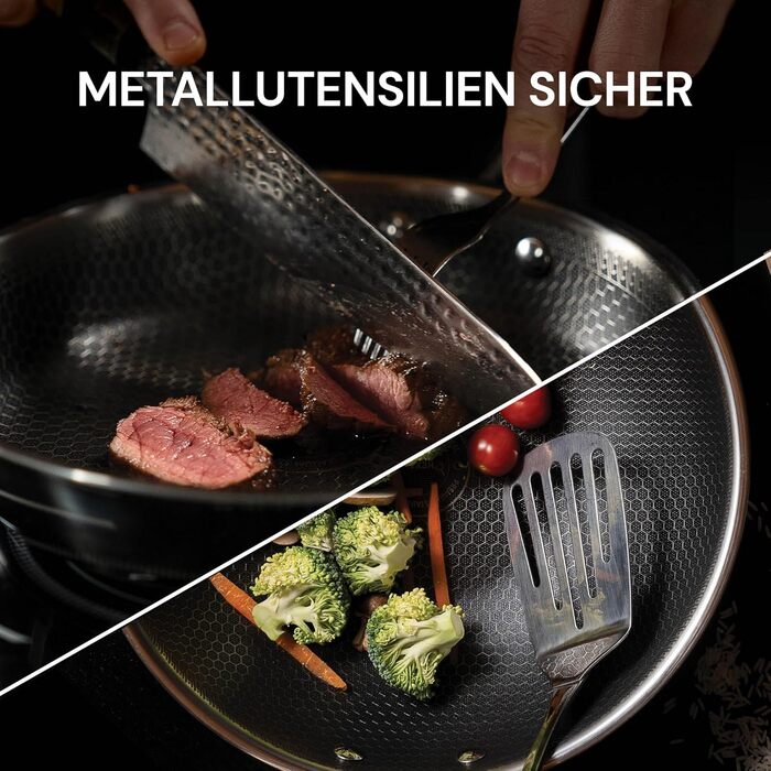 ROSMARINO HexaPro 3.0 28 cm Stainless Steel Pancake Pan - High-quality non-stick coating, oven-safe - Ideal for the versatile kitchen. Pancake pan, 28cm