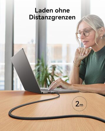 Кабель USB-C 240W, 2 шт. (2м) з LED-підсвіткою, нейлон, для iPhone, Samsung, Pixel, iPad, MacBook