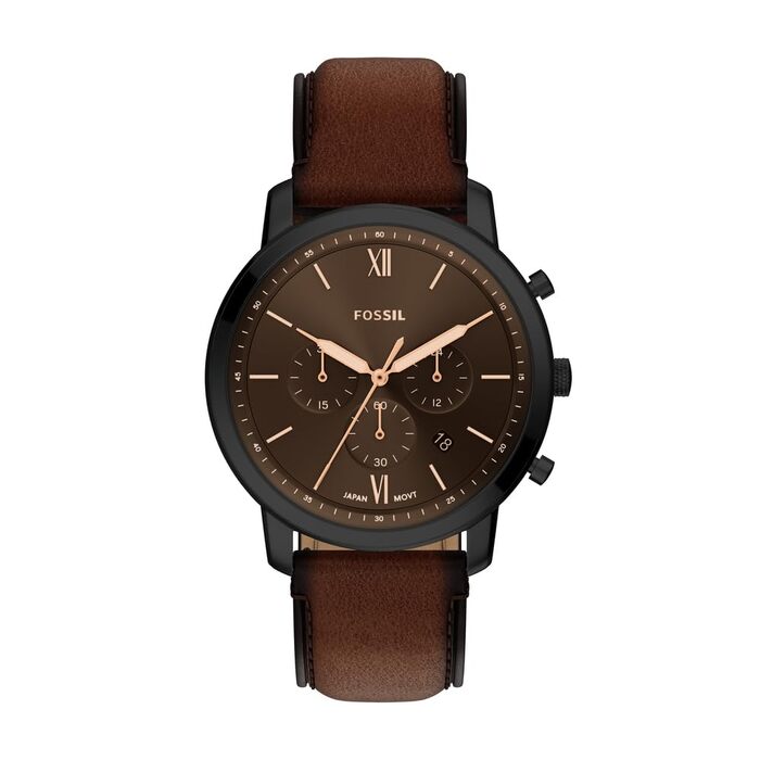 Годинник чоловічий Fossil Neutra Chronograph, шкіряний ремінець (темно-коричневий)