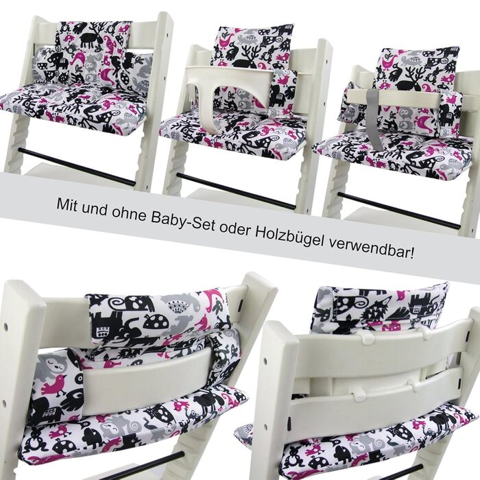 Комплект подушок BambiniWelt для стільчика Stokke Tripp Trapp, 2 шт, знімні, 15 кольорів, запасні, морські сині з ведмедиками, м'які сидіння для дитячого стільчика