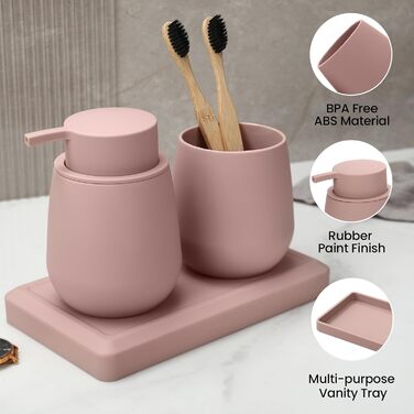 Набір для ванної кімнати AJEUNGAIN: сірий органайзер з мильницею та стаканчиком для зубної пасти, набір з 3 предметів