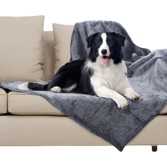 Водонепроникний коврик для собак Nobleza, XXL (203 x 152 см), м'який та пухнастий, для дому та вулиці, підходить для котів, можна прати в пральній машині, двосторонній чохол для дивану, сірий