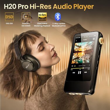 HIFI WALKER H20 Pro: Аудіо-плеєр Hi-Res з Bluetooth 5.1, DAC DSD256, 64GB