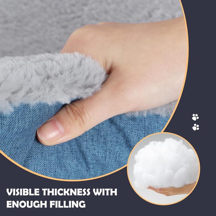 IEUUMLER Dog Bed Washable Dog Mat, Fluffy Soft and Warm Dog Blanket for Travel, Cat Cushion for Large and Small Dogs or Cats FC014 (Gray, 106 * 71cm) (XS(45*33cm), Gray and Blue)