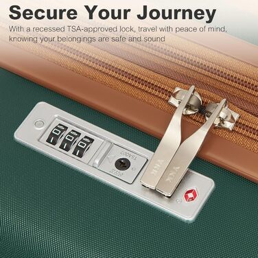 Чемодан-валіза KONO Trolley XL з ABS+PC, 4 колеса, TSA-замок (кремовий/коричневий) та M(55см) темно-зелений/коричневий