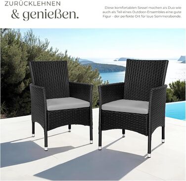 Tectake 2-Piece Poly Rattan Garden Chair Set