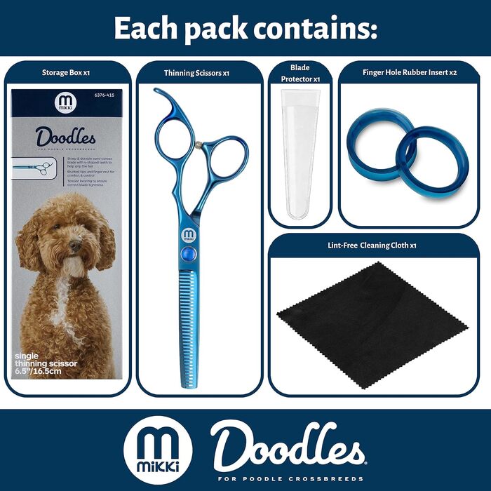 Ножиці для грумінгу собак Mikki Doodle: витончене вирівнювання та стрижка, 16,5 см