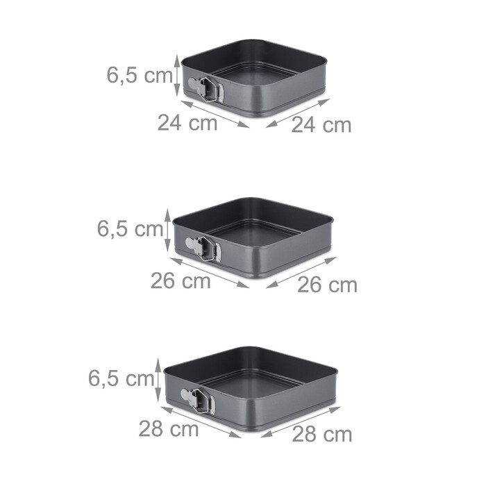 Relaxdays 5-Piece Set of Square Springform Pans