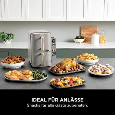 Ninja Foodi FlexDrawer AF500EUSD - Аерофритюрниця з двома зонами 10.4 л, MegaZone, антипригарне покриття, колір - золотий