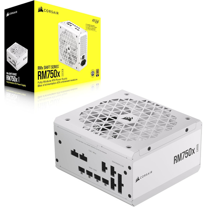 Блок живлення Corsair RM1000x Shift 1000W, ATX 3.1 & PCIe 5.1, 80 Plus Gold, повністю модульний, бічні роз'єми, білий