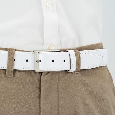 Чоловічий шкіряний ремінь Lindenmann 35 мм, білий, розмір 120 см, повна шкіра