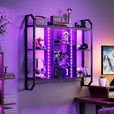 Настінна вітрина для вина з LED-підсвіткою 90x90 см з металу та MDF. Полиці для вин з тримачами для келихів. Регульована полиця для бару, винного підвалу, кухні.