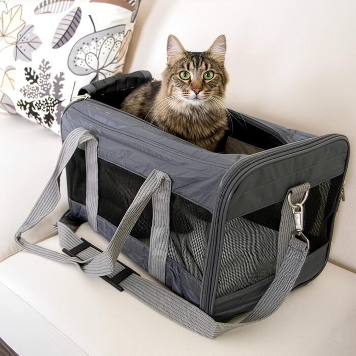 Транспортна переноска для тварин Sherpa Original Deluxe, антрацит, розмір M (43x28x27 см), схвалена авіаперевізниками