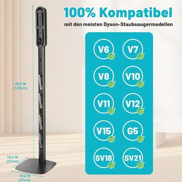 Підставка для пилососа Dyson Gen5 V15 V12 V11 V10 V8 V7 V6 - без свердління, для зберігання та зарядки, аксесуари