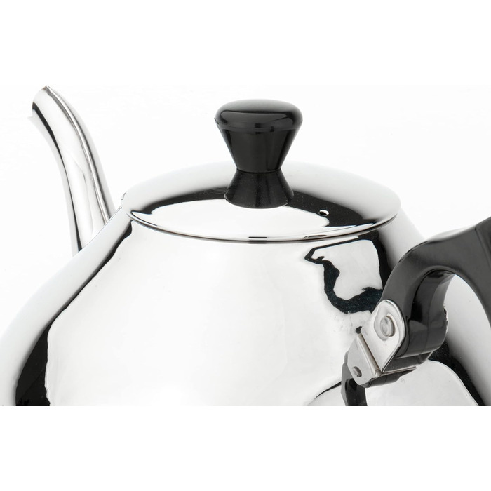 Bredemeijer small single-walled stainless steel teapot, 1.25 liters with black handle