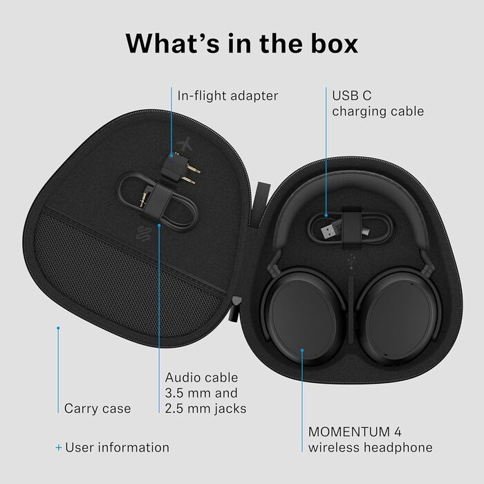 Навушники бездротові Sennheiser Momentum 4 Wireless Noise Cancelling – Bluetooth, з активним шумозаглушенням, чорні